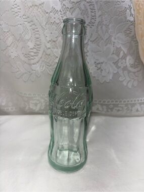 Coca Cola Light Green Embossed Glass Contour Bottle